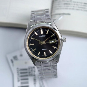 Casio Classic Stainless Steel Watch For Men Black & Gold (MTP-B180D-1A2)