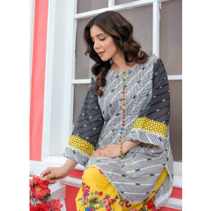 Ahlam Citron Geometry Printed Lawn Kurta Set 2-Piece