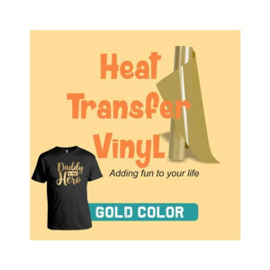 Heat Transfer Vinyl for Iron On T-Shirts Gold 1 Sheet (10