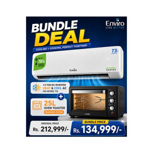 Enviro H-Cool Inverter H&C Air Conditioner 1.5 Ton (EAC-18-H) With Oven Toaster 25L (ENR-OT25)