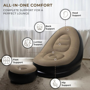 Inflatable Sofa with Footrest and Free Electric Pump