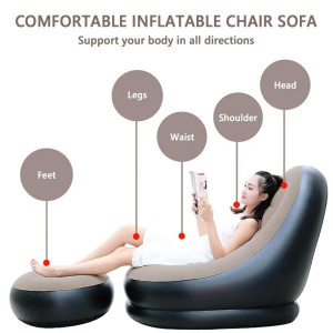 Inflatable Sofa with Footrest and Free Electric Pump
