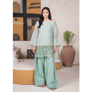 Ahlam Faded Sage Embroidered Lush Banarsi 2 Piece Suit
