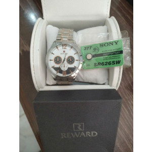 REWARD Luxury Men's Chronograph Stainless Steel Watch – Two-Tone Silver & Rose Gold Chain Wrist Watch for Men