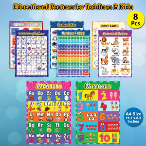 Artisticvalley Educational Preschool Poster Learning Charts - Pack of 8