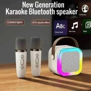 Karaoke New K12 Portable Bluetooth Speaker With 2 Wireless Mic
