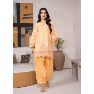 Ahlam Mustard Embroidered Jacquard 2 Piece Suit