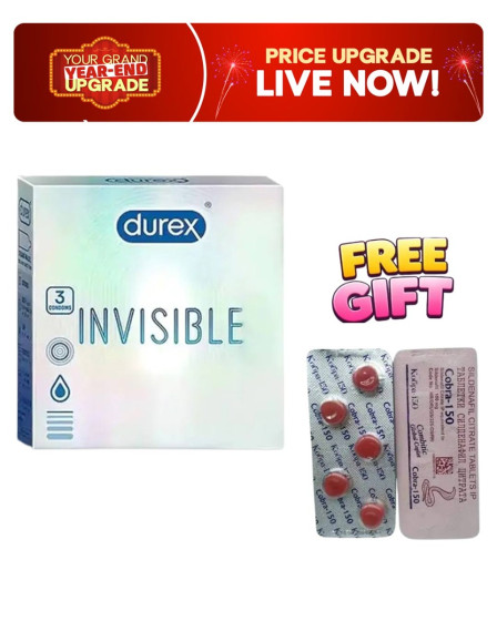 iShopping - Durex Invisible Extra Thin Condom With Free Medicyy Black Cobra 150 Tablets