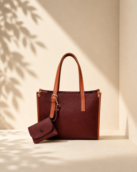 iShopping - HBH Daily Tote Maroon (with mini-wallet)