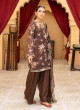 iShopping - Ahlam Cocoa & Zari Embroidered Printed Silk Suit 3-piece