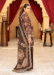 iShopping - Ahlam Cocoa & Zari Embroidered Printed Silk Suit 3-piece