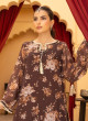 iShopping - Ahlam Cocoa & Zari Embroidered Printed Silk Suit 3-piece