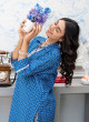 iShopping - Ahlam Cornflour Willow Printed Lawn Kurta 1-piece