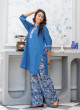 iShopping - Ahlam Cornflour Willow Printed Lawn Kurta 1-piece