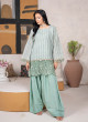 iShopping - Ahlam Faded Sage Embroidered Lush Banarsi 2 Piece Suit