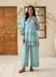 iShopping - Ahlam Ice Blue Luxury Printed Lawn Kurta 1-piece
