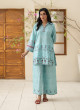 iShopping - Ahlam Ice Blue Luxury Printed Lawn Kurta 1-piece