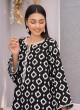 iShopping - Ahlam Monochrome Mosaic Printed Linen kurta Set 2-piece
