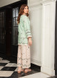 iShopping - Ahlam Olive Green & Beige Contrast Printed Lawn Kurta 1-piece
