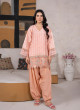 iShopping - Ahlam Peach Glow Embroidered Jacquard Banarsi 2 Piece Suit