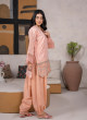 iShopping - Ahlam Peach Glow Embroidered Jacquard Banarsi 2 Piece Suit