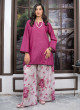 iShopping - Ahlam Raspberry Meadow Printed Lawn Kurta Set 2-piece