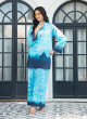iShopping - Ahlam Sea Blue Premium Tunic Printed Lawn Kurta 1-piece