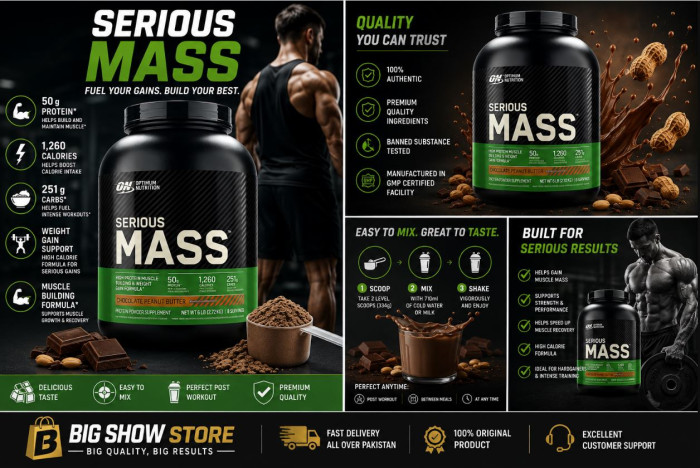 iShopping - Optimum Nutrition Serious Mass Protein Powder Gainer Chocolate - 2.72kg
