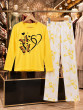 iShopping - Soft Cotton Jersey 2-Piece Butterfly Printed Night Suit for Women – Yellow & White