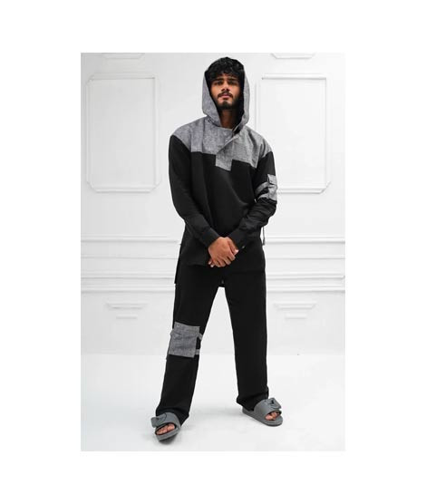 iShopping - Elegance Republic Hoodie Style Shirt and Trouser Black & Grey (1018)