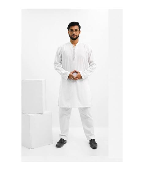 iShopping - Elegance Republic Embroidered Kurta Trouser White Smoke (1019)
