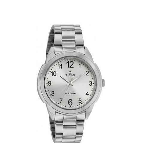 iShopping - Titan Stainless Steel Analog Men's Watch - Silver (1585SM04)