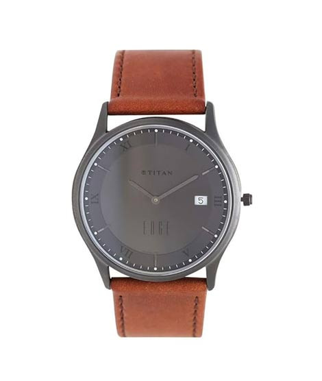 iShopping - Titan Edge Analog Men's Leather Watch - Brown (1683QL01)