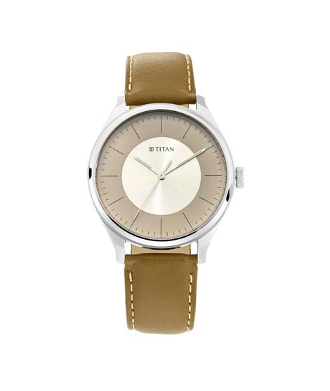 iShopping - Titan Workwear Collection Analog Men's Leather Watch - Brown (1802SL09)