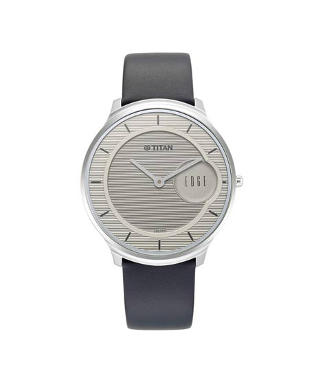 iShopping - Titan Edge Baseline Analog Men's Leather Watch - Blue (1843SL01)