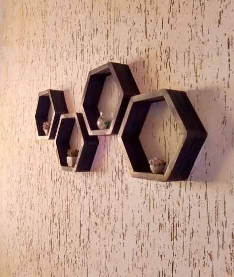 iShopping - Shamima Crafts Wall Shelves Frame Brown Pack of 4