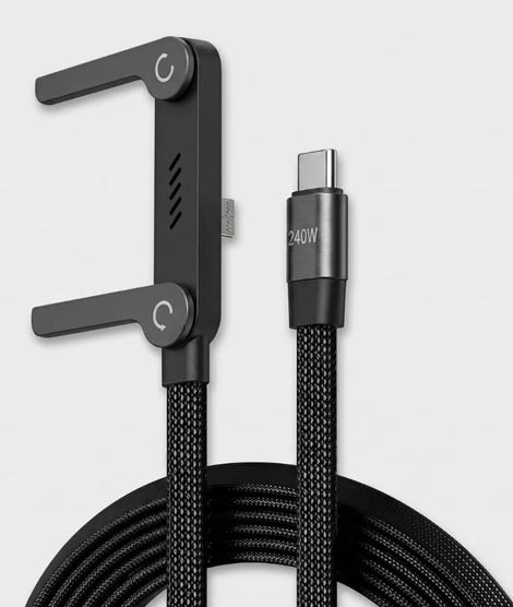 iShopping - 240W USB-C to USB-C Fast 1.5 Meter Charging Cable with Foldable Phone Holder
