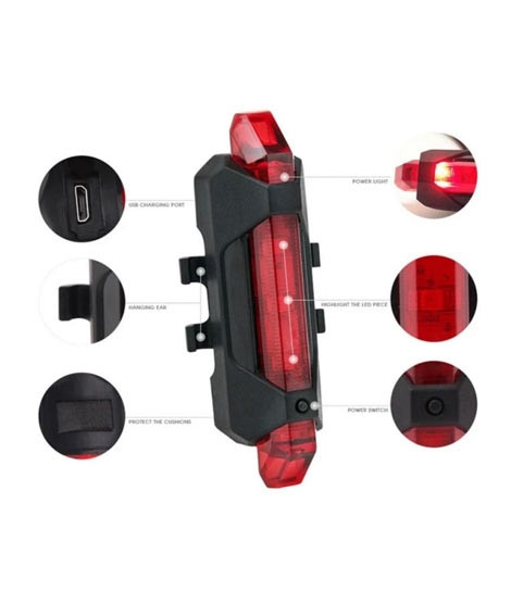 iShopping - Ferozi Traders Bicycle Tail Light Rechargeable Red