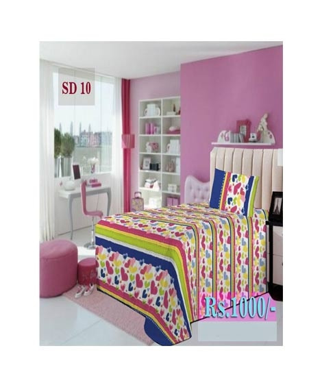 iShopping - AAM Printed Single Bed Sheet With 1 Pillowcase (SD-10)