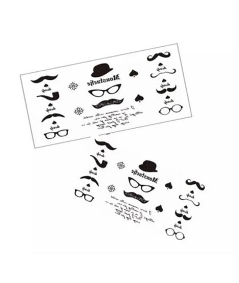 iShopping - Muzamil Store Waterproof Gentleman Hat Glasses Tattoo Black