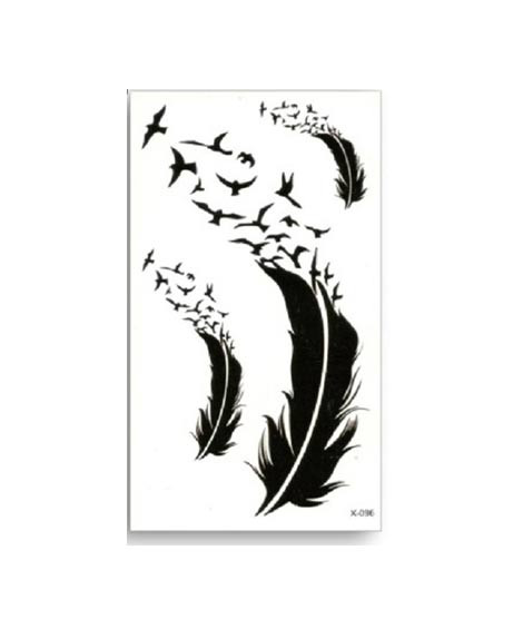 iShopping - Muzamil Store Henna Bird Feather Waterproof Tattoo Sticker Black