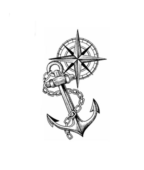 iShopping - Muzamil Store Compass Anchor Temporary Tattoo Sticker