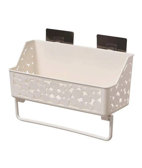 iShopping - Muzamil Store Wall Mount Bathroom Shelf Rack and Towel Rack - Beige