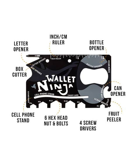 iShopping - Muzmail Store 18 in 1 Wallet Ninja Multitool Card Sized - Black