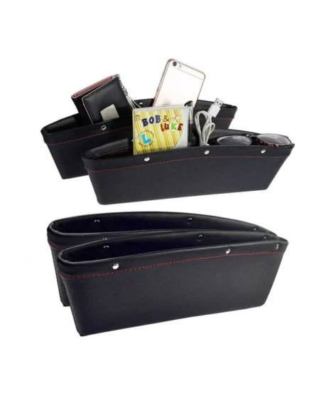 iShopping - Muzamil Store Car Seat Gap Storage Organizer PU Leather Black 1PC