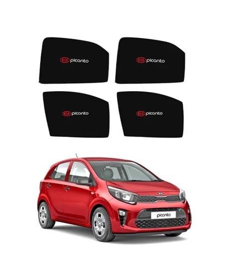 iShopping - Muzamil Store Sun Side Windows Shades With Logo KIA Picanto (2019 to 2023)