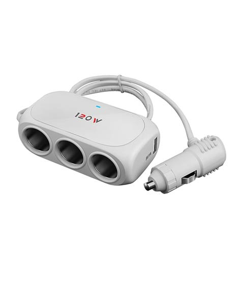 iShopping - Muzamil Store 3 Way Universal Cigarette Lighter Socket For Car White