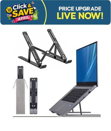 iShopping - Muzamil Store Portable & Foldable Aluminium Laptop Stand - Black