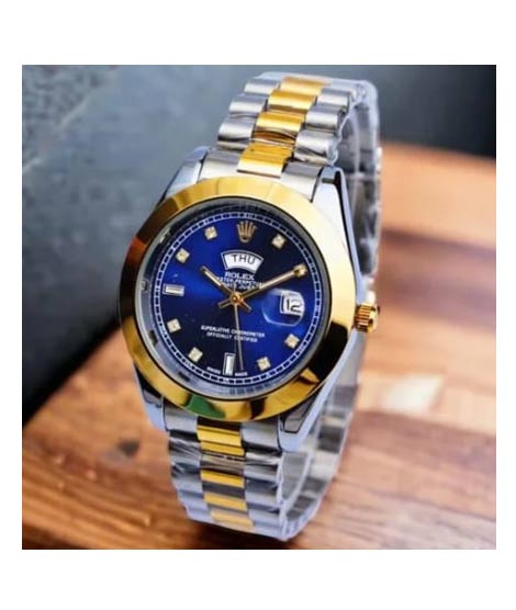 iShopping - Ahsan's Luxury Day-Date Two-Tone Blue Dial Watch For Men