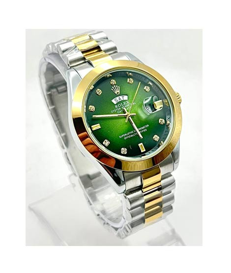 iShopping - Ahsan's Luxury Day-Date Two-Tone Green Dial Watch For Men